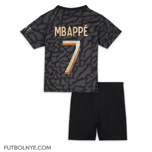 Camiseta Paris Saint-Germain Kylian Mbappe #7 Tercera Equipación para niños 2023-24 manga corta (+ pantalones cortos)